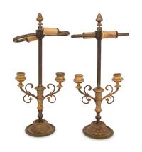 A Pair of French Gilt Bronze Two-Light Candelabra Mounted as Lamps