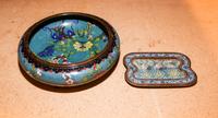 Two Chinese Cloisonne Articles. Diameter of larger 8 inches.
