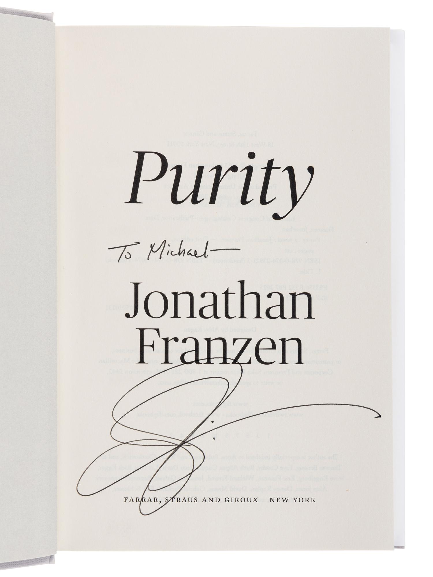 FRANZEN, Jonathan (b. 1959). A group of 5 SIGNED FIRST EDITIONS, comprising: