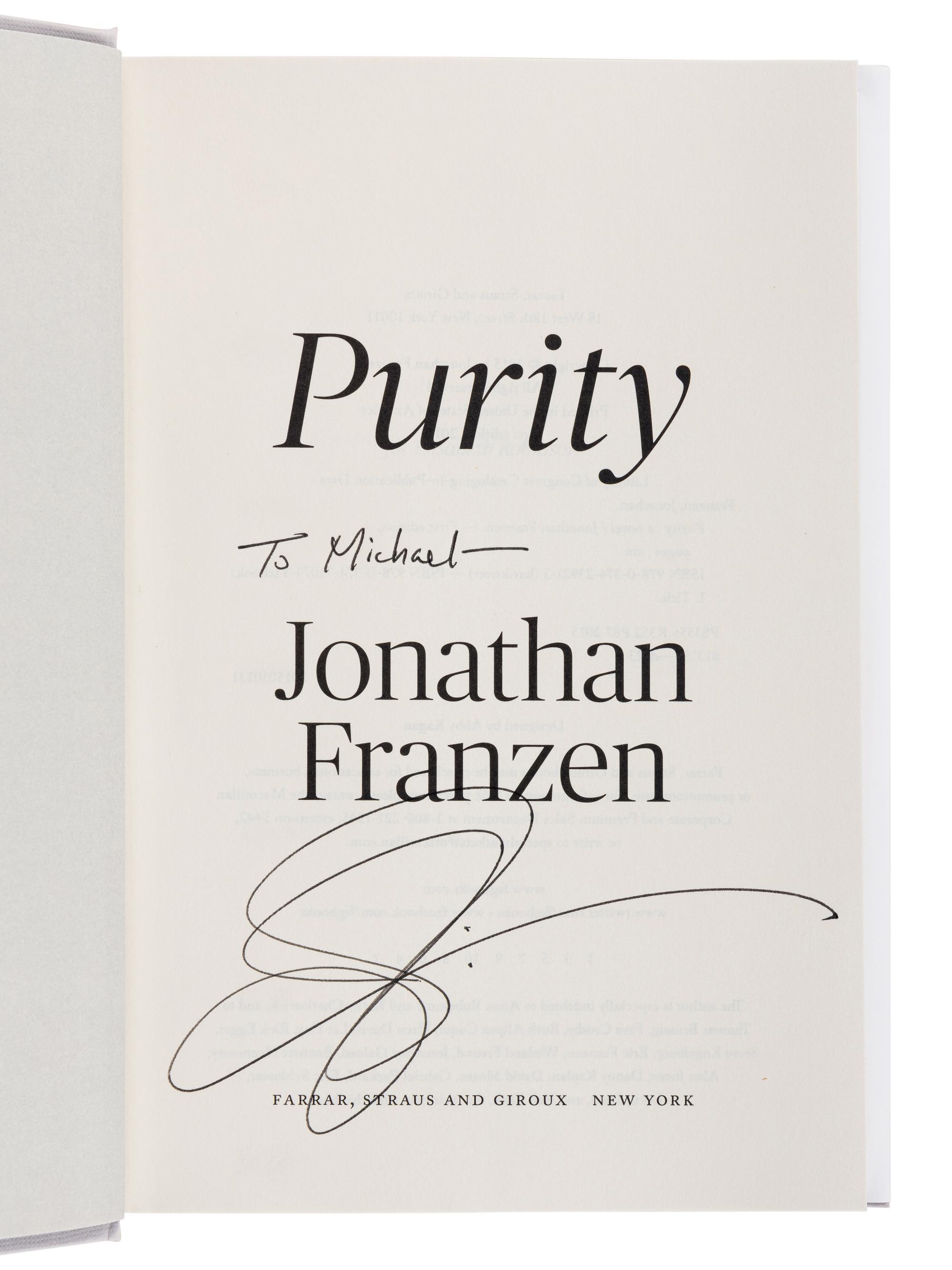 FRANZEN, Jonathan (b. 1959). A group of 5 SIGNED FIRST EDITIONS, comprising: