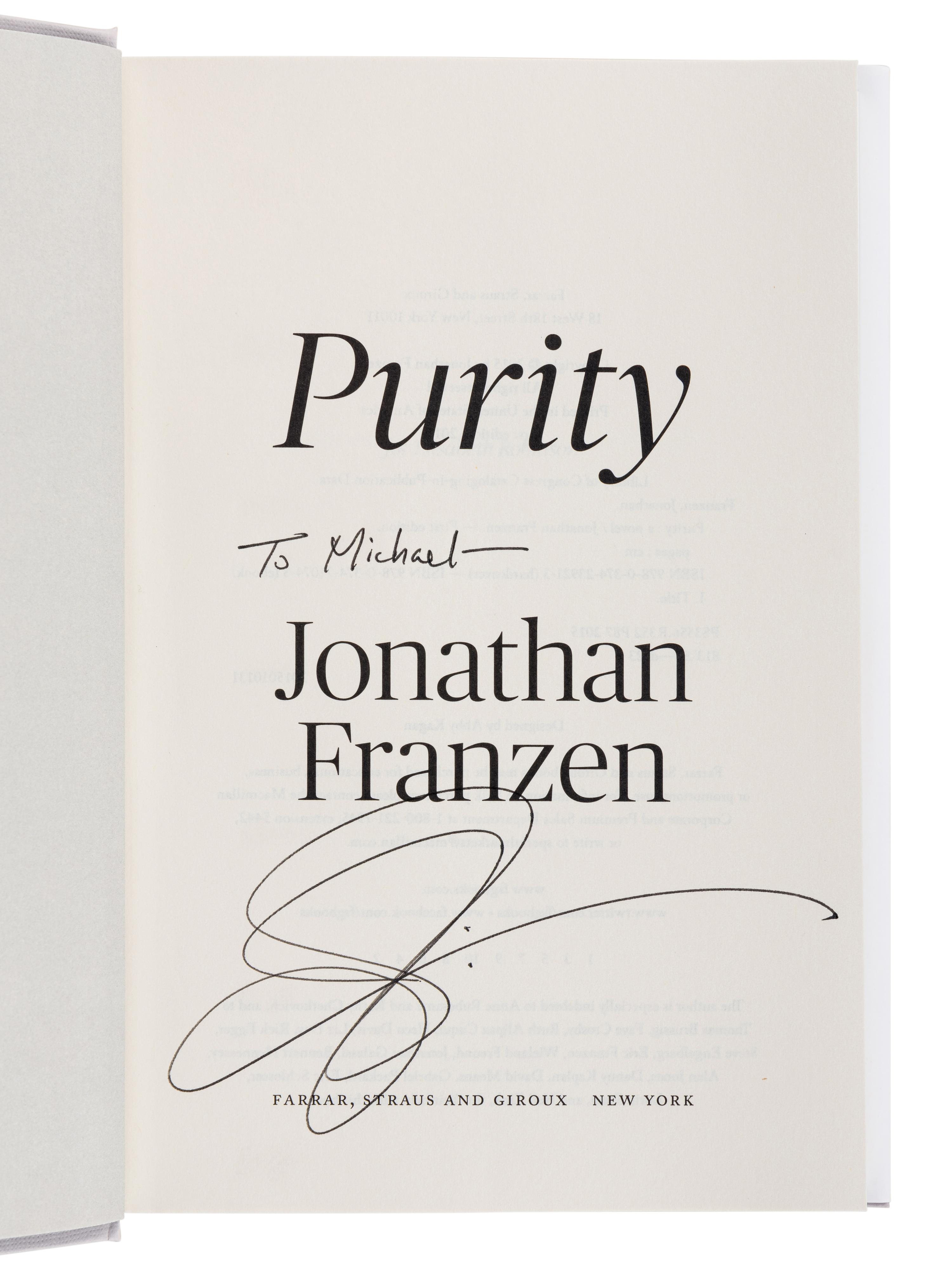 FRANZEN, Jonathan (b. 1959). A group of 5 SIGNED FIRST EDITIONS, comprising: