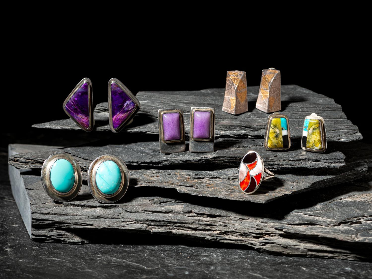 Southwestern-style Silver Clip Earrings, PLUS
