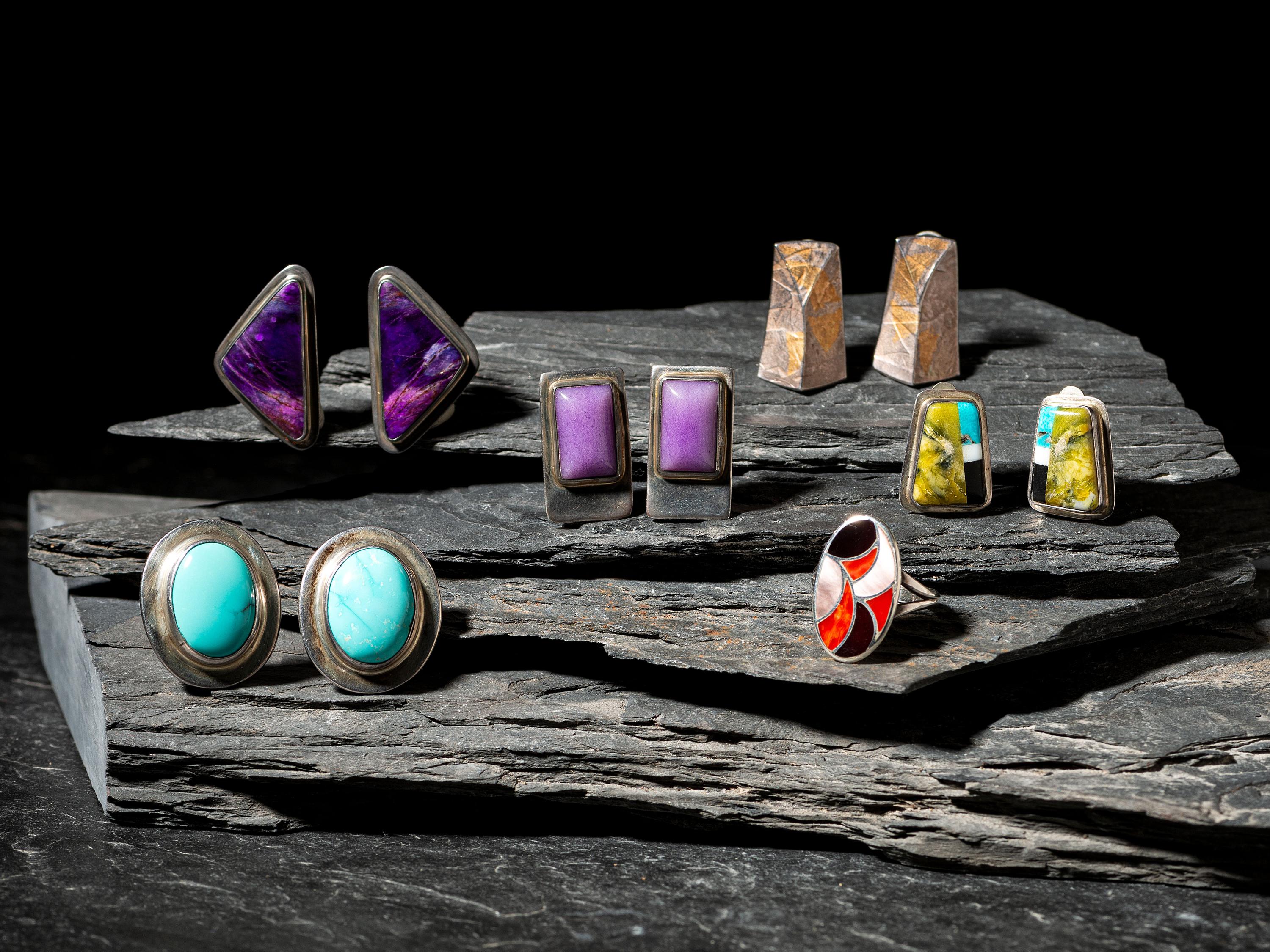 Southwestern-style Silver Clip Earrings, PLUS
