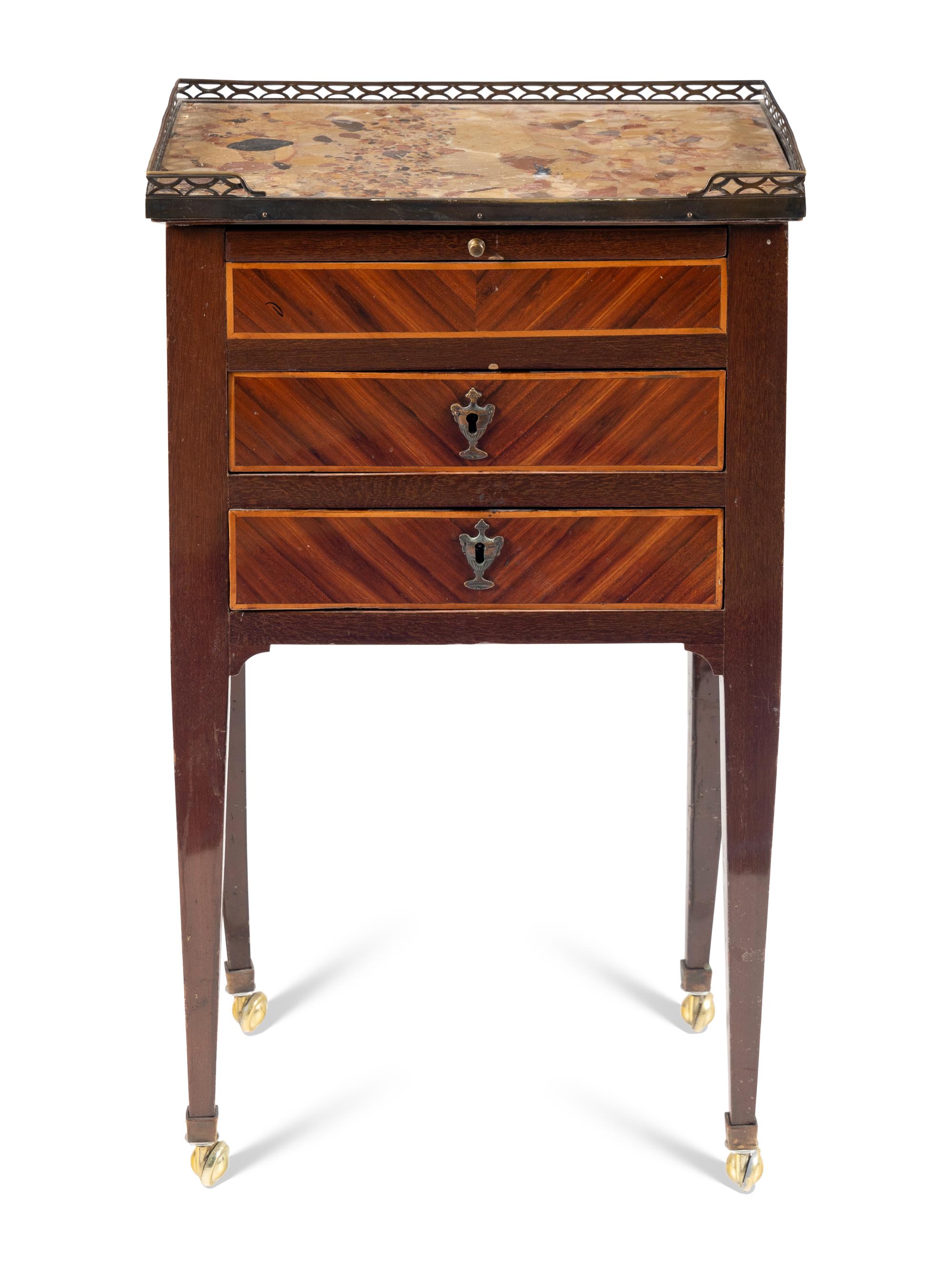 A Louis XVI Style Marble-Top Side Table