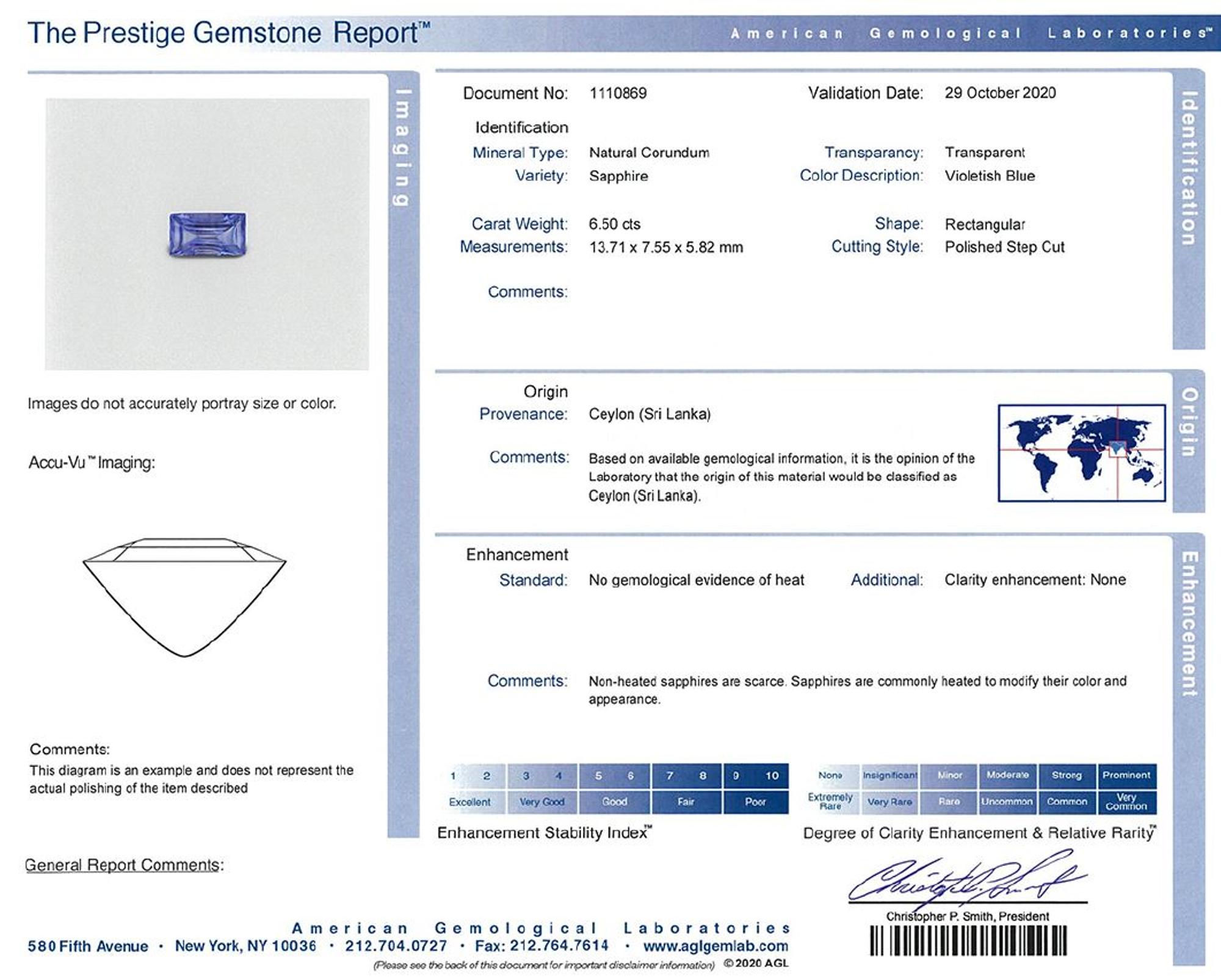 6.50 CARAT RECTANGULAR STEP CUT SAPPHIRE