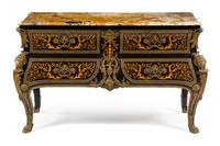 A Louis XV Style Gilt Metal Mounted Marquetry Commode Height 32 1/2 x width 56 x depth 25 1/4 inches. — MID-20TH CENTURY