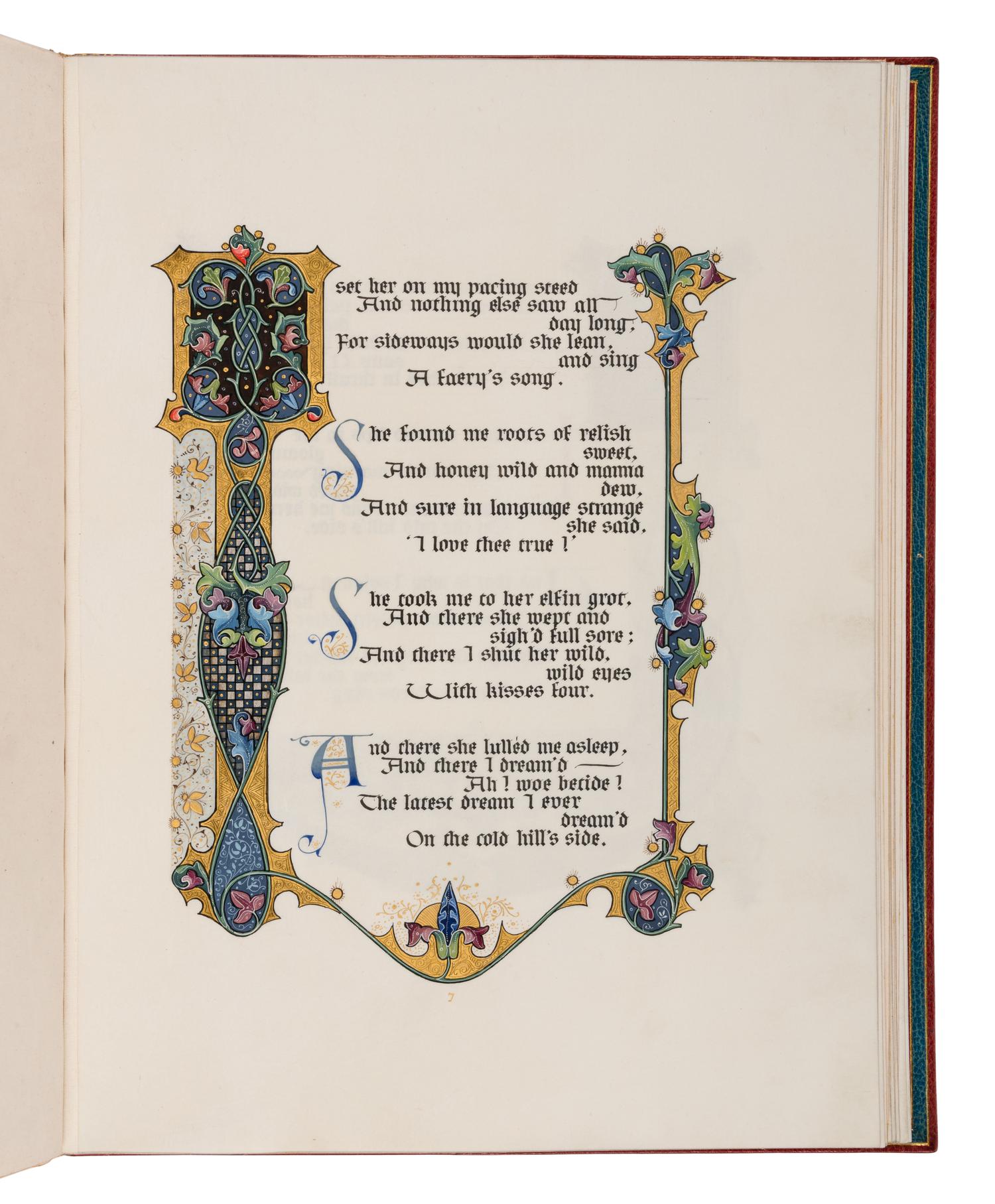 SANGORSKI, Alberto, calligrapher and illuminator. -- KEATS, John (1795-1821). "La Belle Dame sans Merci" -- "Ode on a Grecian Urn" -- "Ode to Psyche." London, 1928.