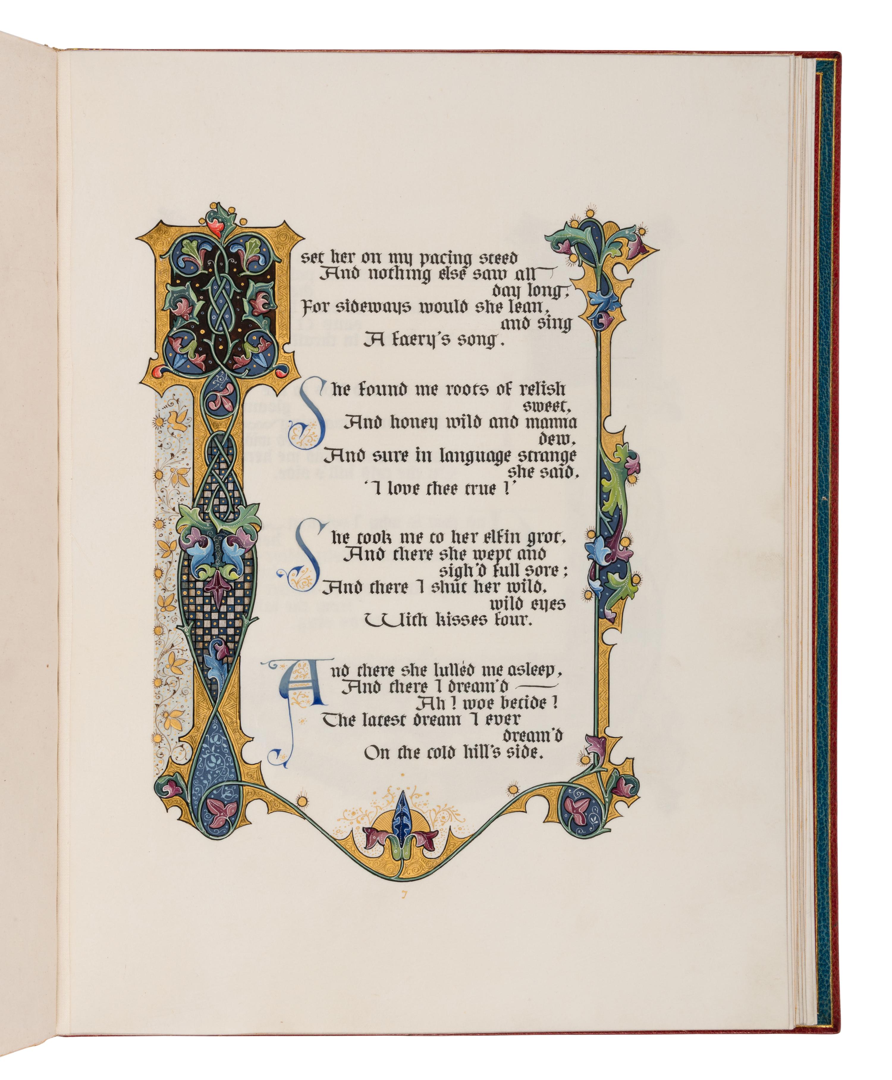 SANGORSKI, Alberto, calligrapher and illuminator. -- KEATS, John (1795-1821). "La Belle Dame sans Merci" -- "Ode on a Grecian Urn" -- "Ode to Psyche." London, 1928.