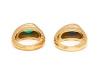 NIVA, PAIR OF SAPPHIRE AND EMERALD RINGS
