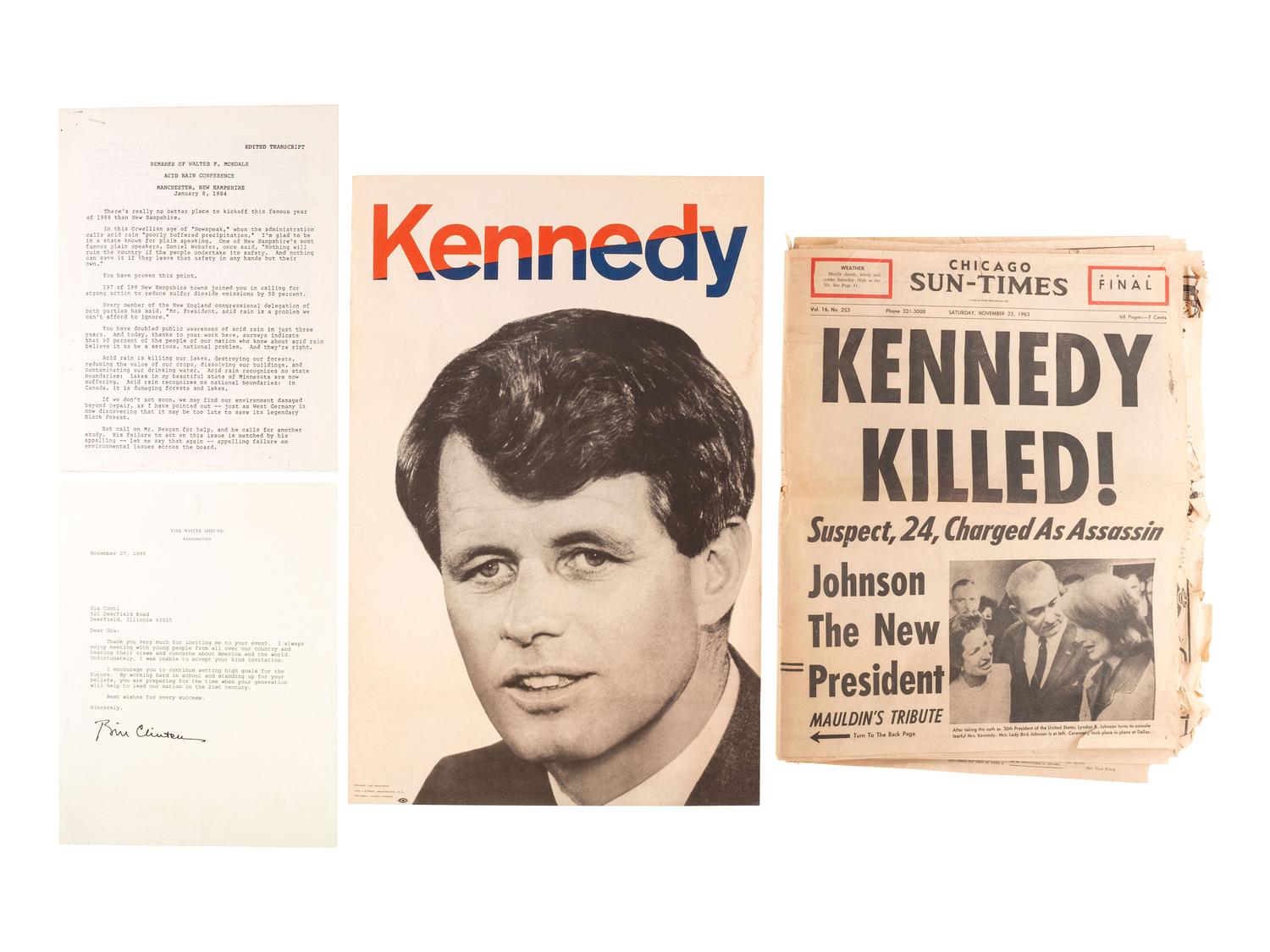 [POLITICS - DEMOCRATIC PARTY]. A group of ephemera related to 20th-century Democratic presidents and presidential candidates, many SIGNED, comprising: