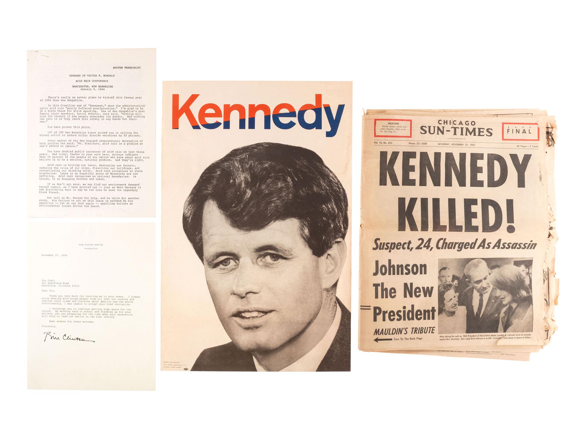 [POLITICS - DEMOCRATIC PARTY]. A group of ephemera related to 20th-century Democratic presidents and presidential candidates, many SIGNED, comprising: