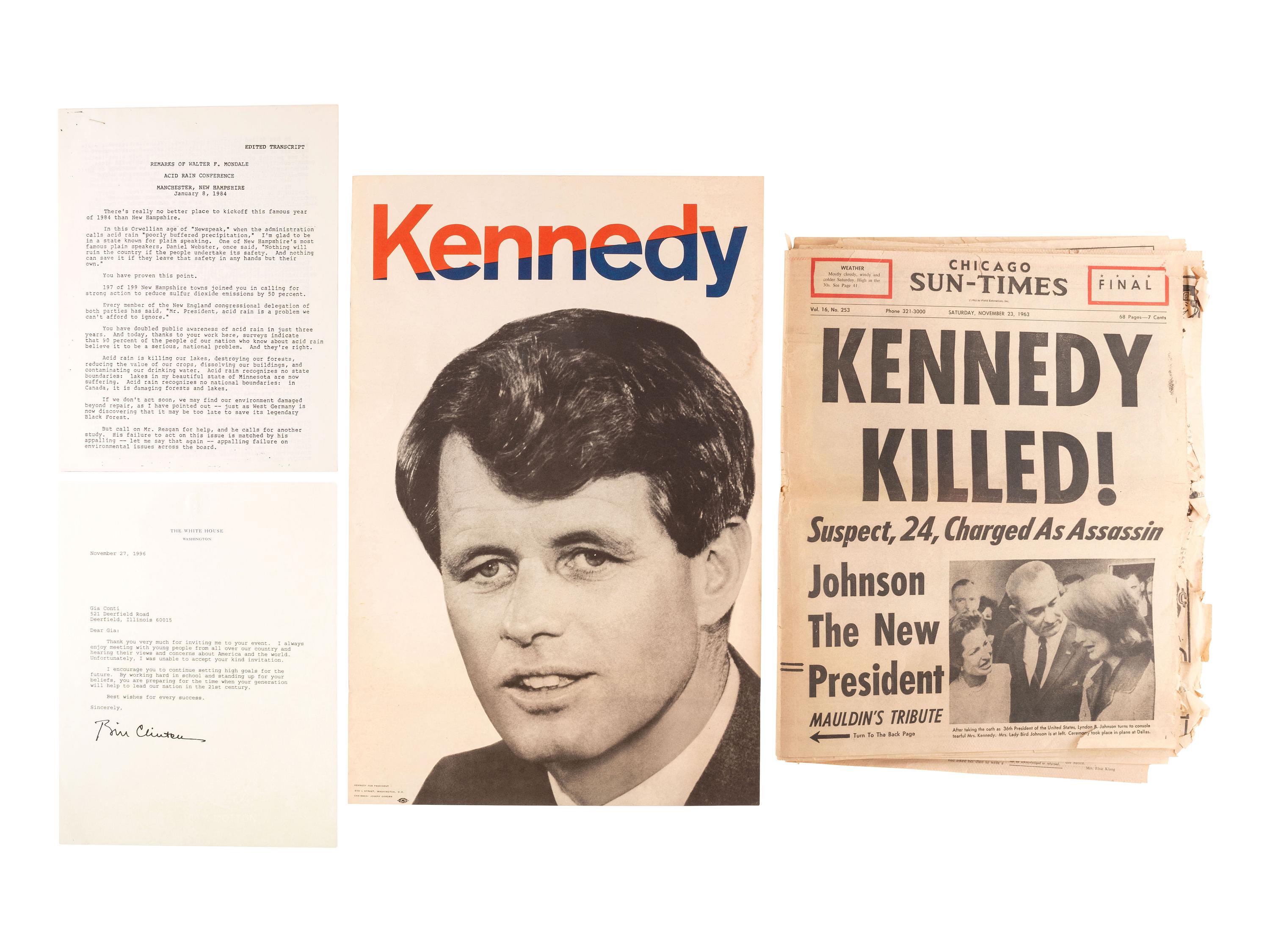 [POLITICS - DEMOCRATIC PARTY]. A group of ephemera related to 20th-century Democratic presidents and presidential candidates, many SIGNED, comprising: