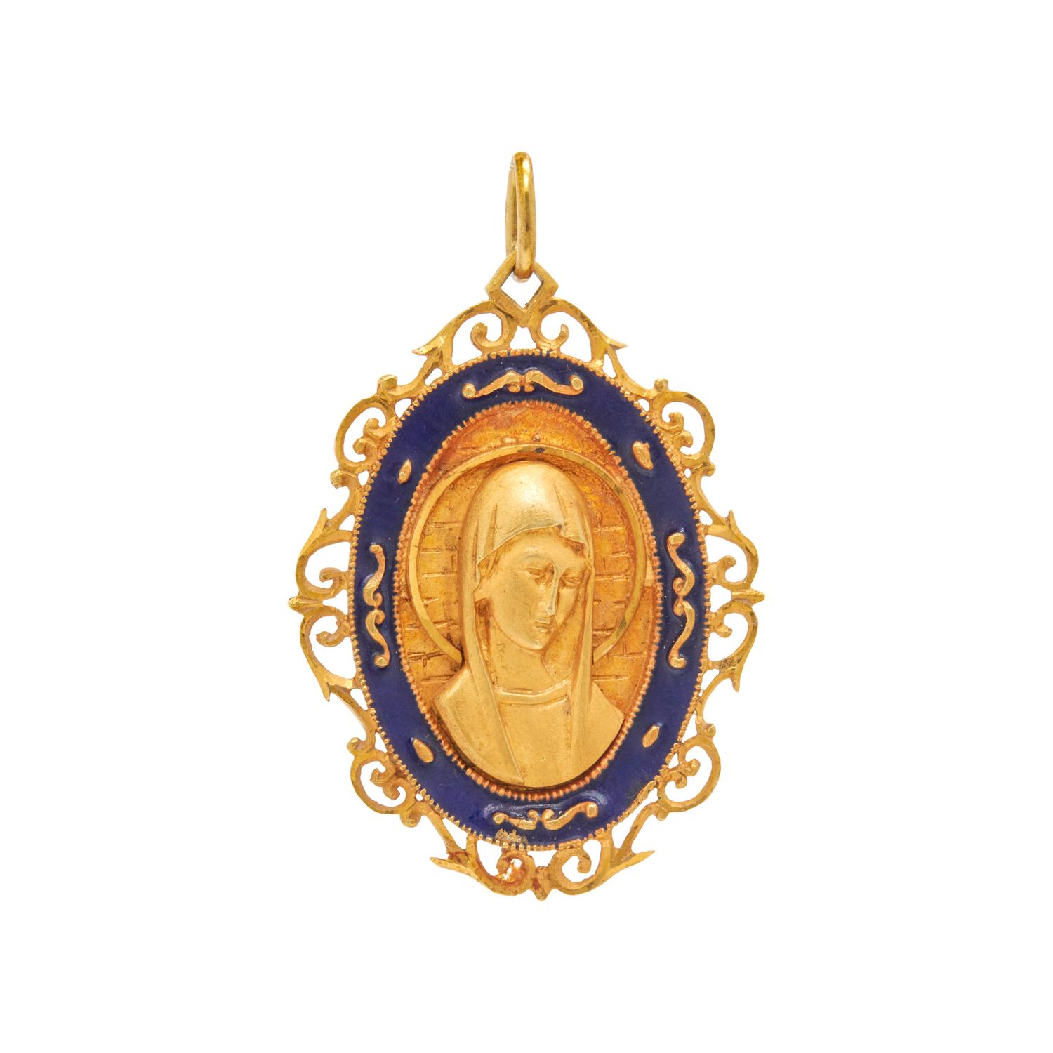 TWO YELLOW GOLD PENDANTS