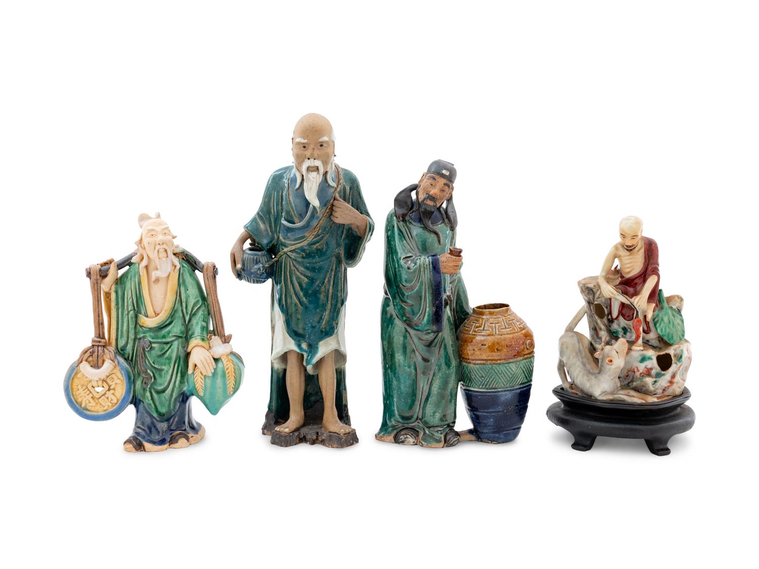 A Group of Chinese Sancai Glazed Pottery Figures