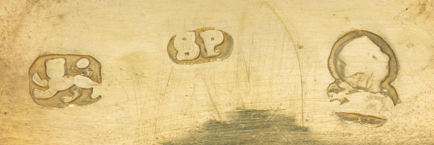 A George III Silver Vinaigrette, Samuel Pemberton, Birmingham, 1775, of oval form with a floral decorated border along lid.