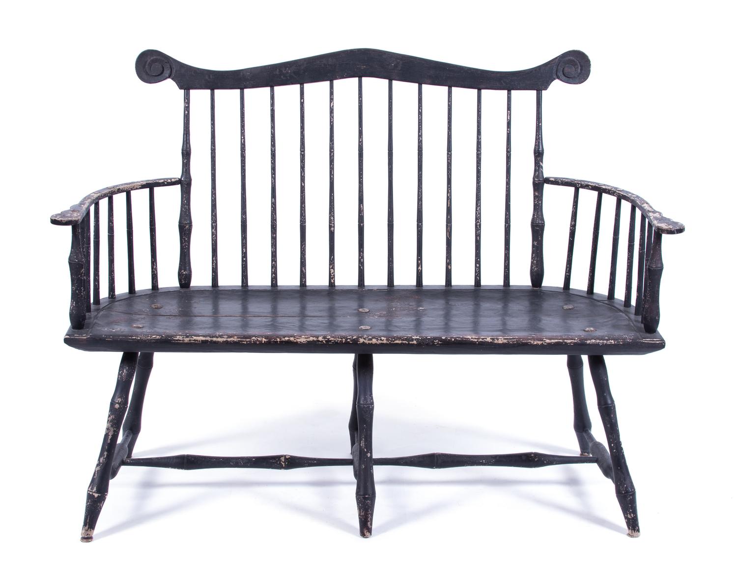 An American Painted Windsor Bench