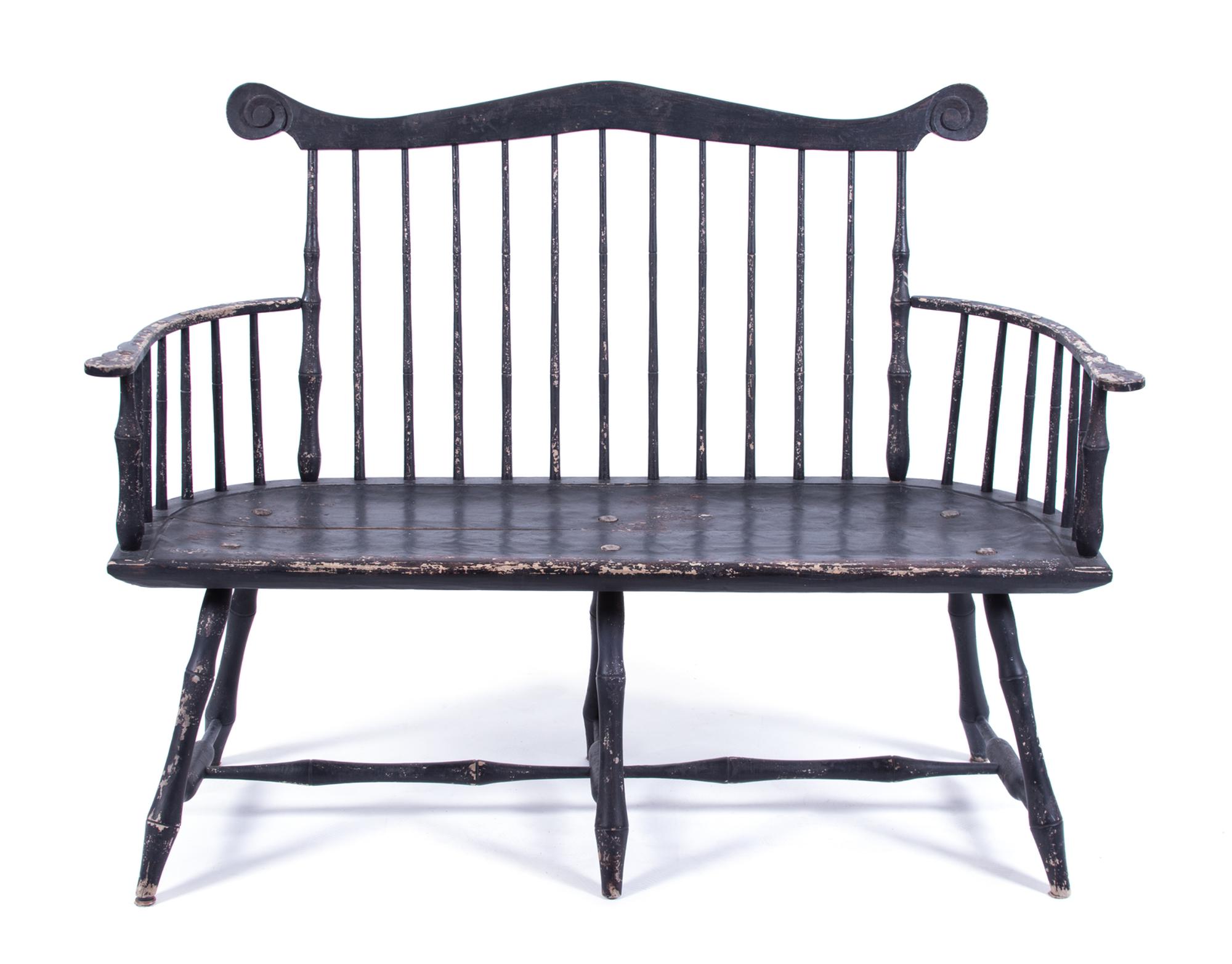 An American Painted Windsor Bench