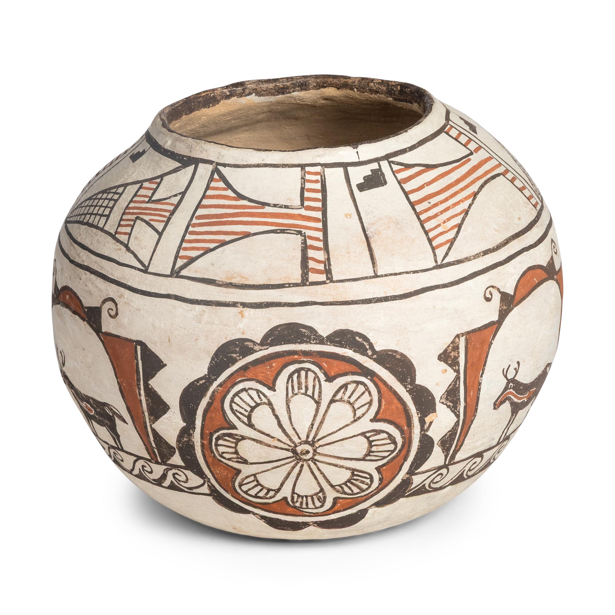 Nellie Bica (Zuni, 1905-1998) — Pottery Bowl, with Heartline Deer