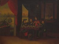 Two Framed Chinese Export Paintings, 19th Century — 清晚期 外銷油畫兩幅