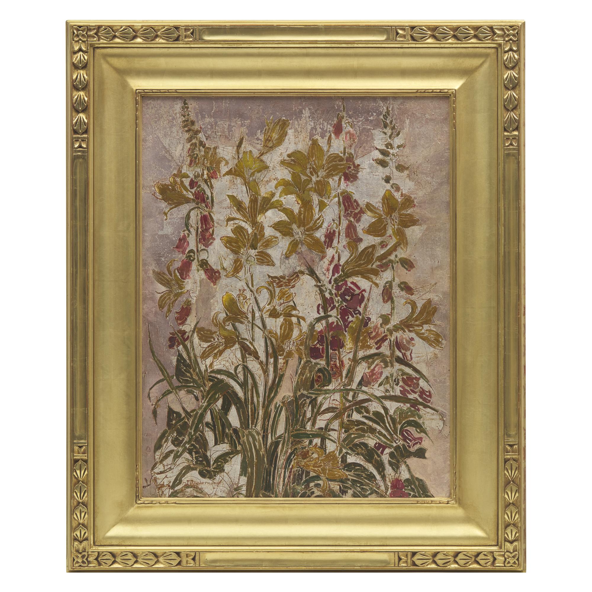 Mary Elizabeth Price (American, 1877-1965) — Still Life with Lillies and Foxgloves