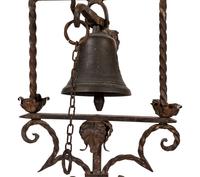 A Spanish Baroque Style Wrought Iron Torchère with Bell