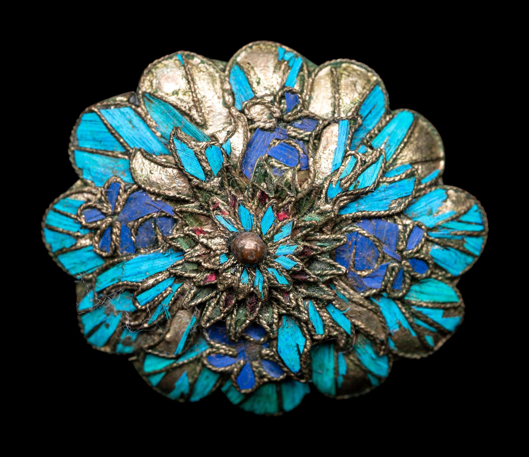 Two Chinese Kingfisher Feather Jewelry