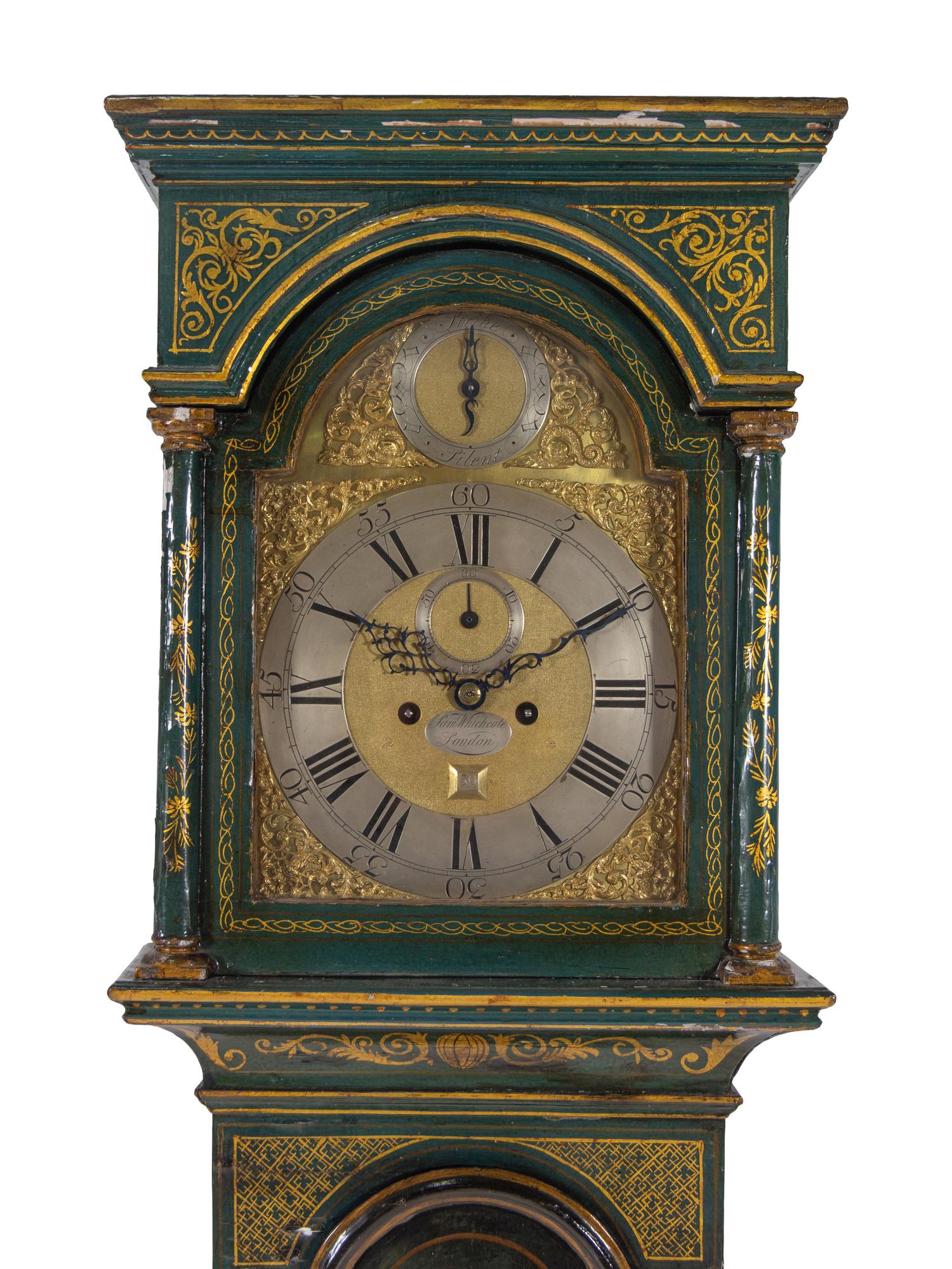 A George III Gilt and Lacquered Tall Case Clock