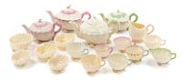 An Assembled Belleek Neptune Tea Service Width of widest 10 1/4 inches. — SECOND BLACK MARK THROUGH SEVENTH GOLD MARK (1891-1993)