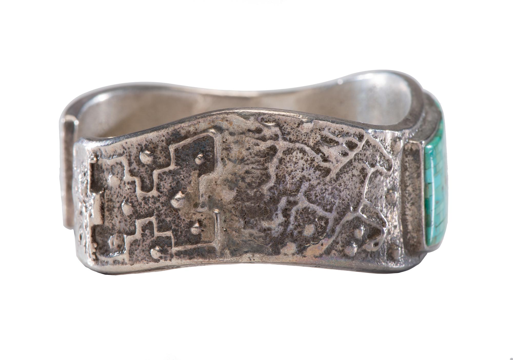 Sterling Silver Cuff Bracelet, with Micro Mosaic Inlay Lot is located and will ship from Denver, Colorado.