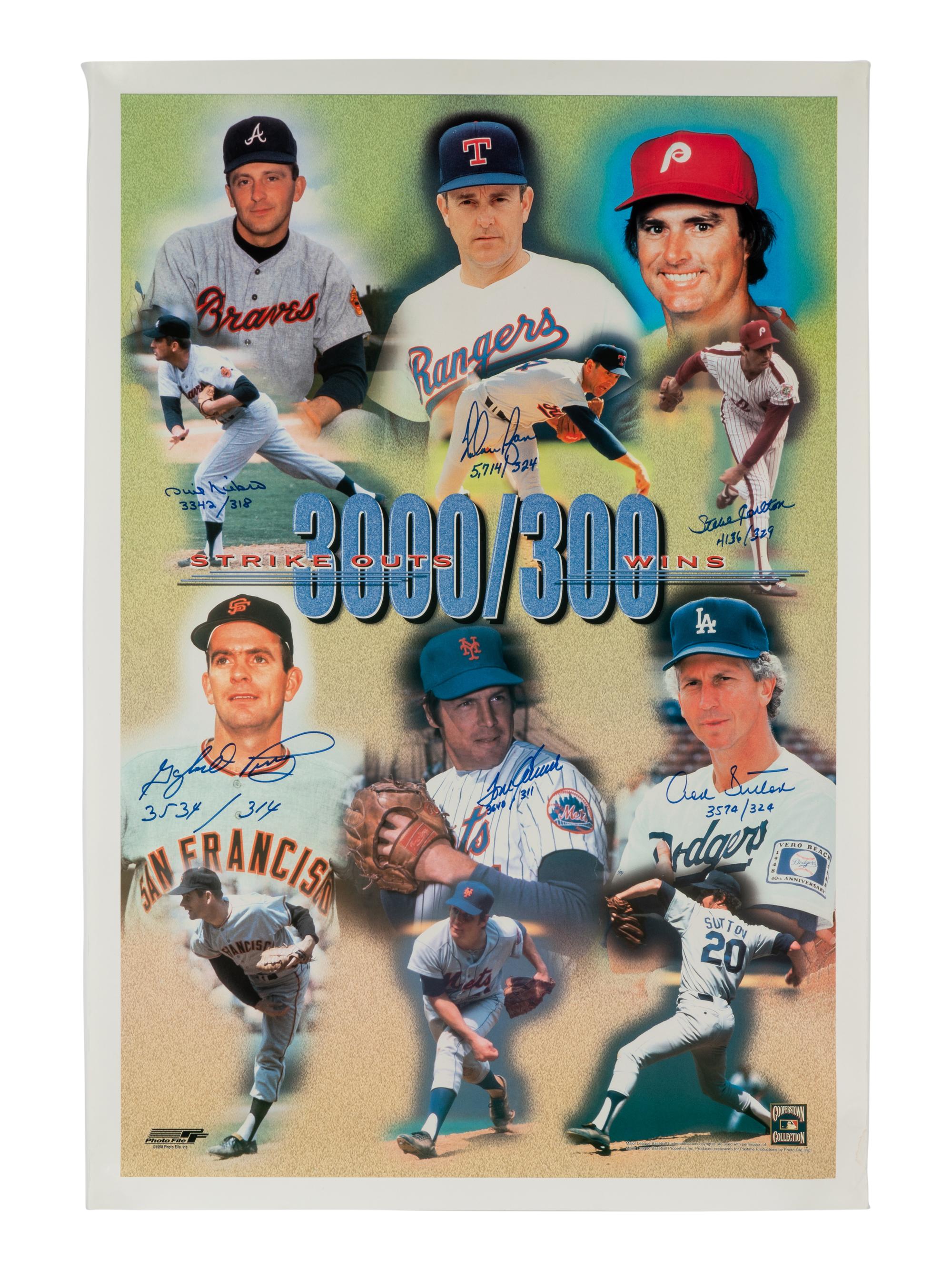 A 3,000 Career Strike Outs / 300 Career Wins Multi Signed Autograph Print (Beckett Authentication Services),