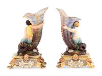 A Pair of Continental Porcelain Figural Vases