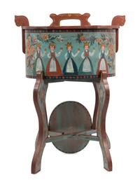 A Northern European Style Painted Box and Stand
