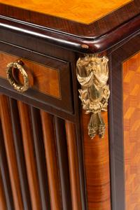 A Pair of Louis XV Style Gilt Bronze Mounted Parquetry Side Tables