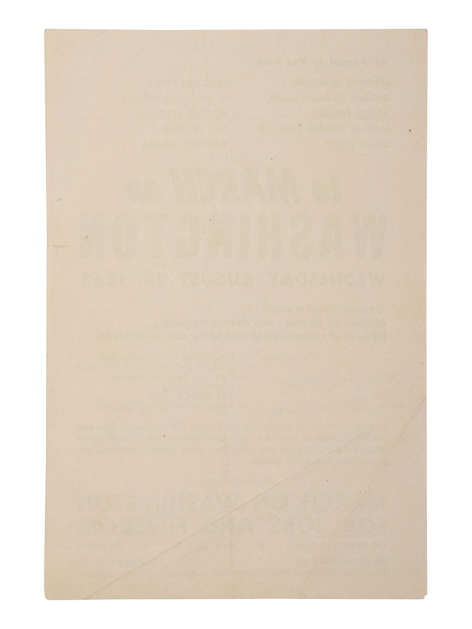 [CIVIL RIGHTS]. An Appeal to you...to March on Washington . New York, 1963.