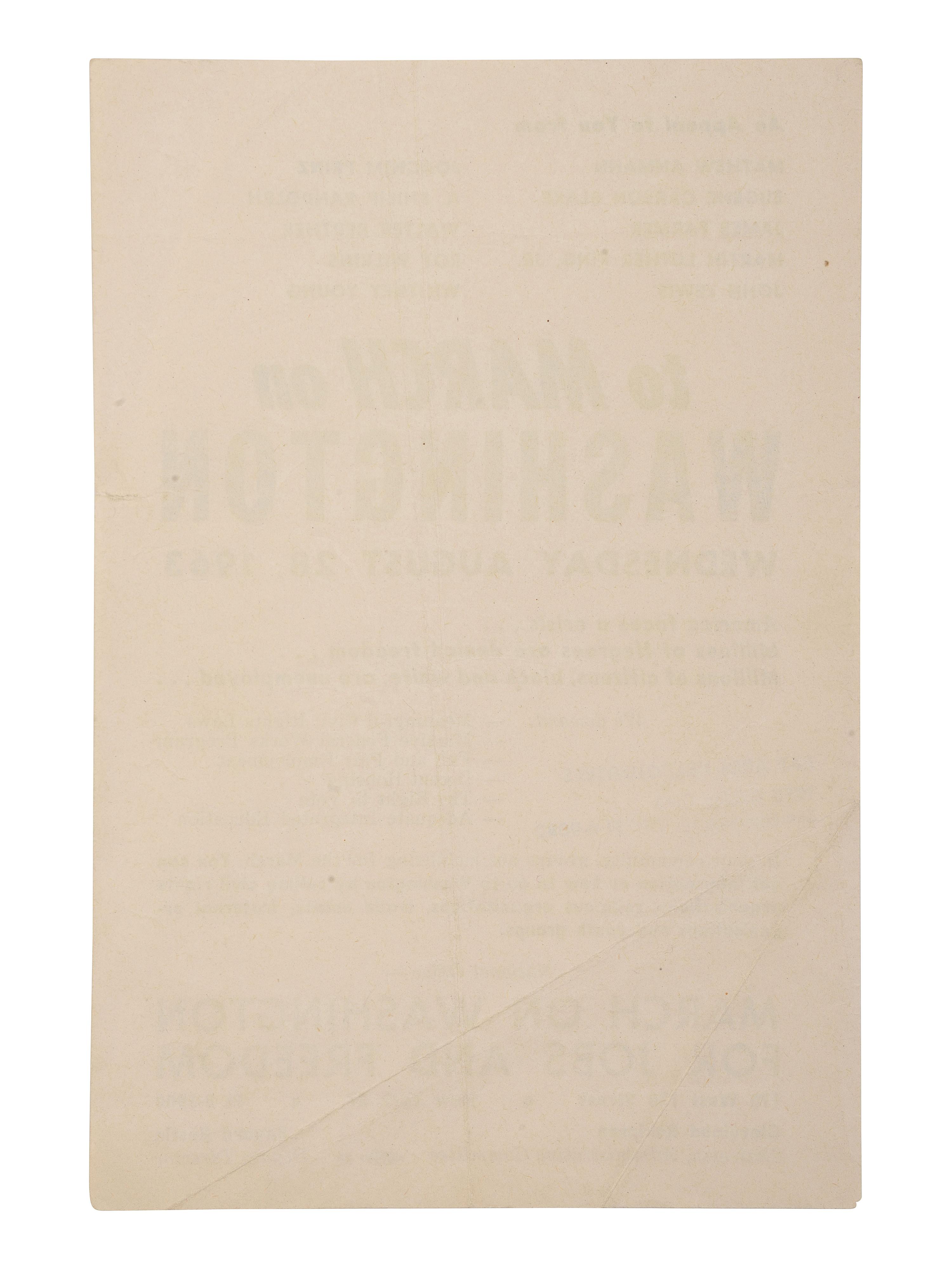 [CIVIL RIGHTS]. An Appeal to you...to March on Washington . New York, 1963.