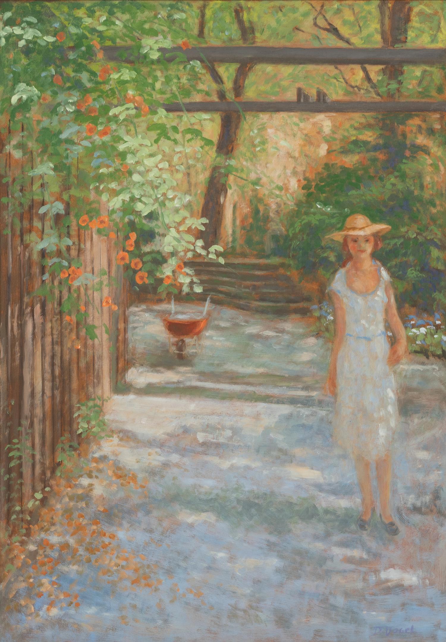 A Woman Strolling in a Garden