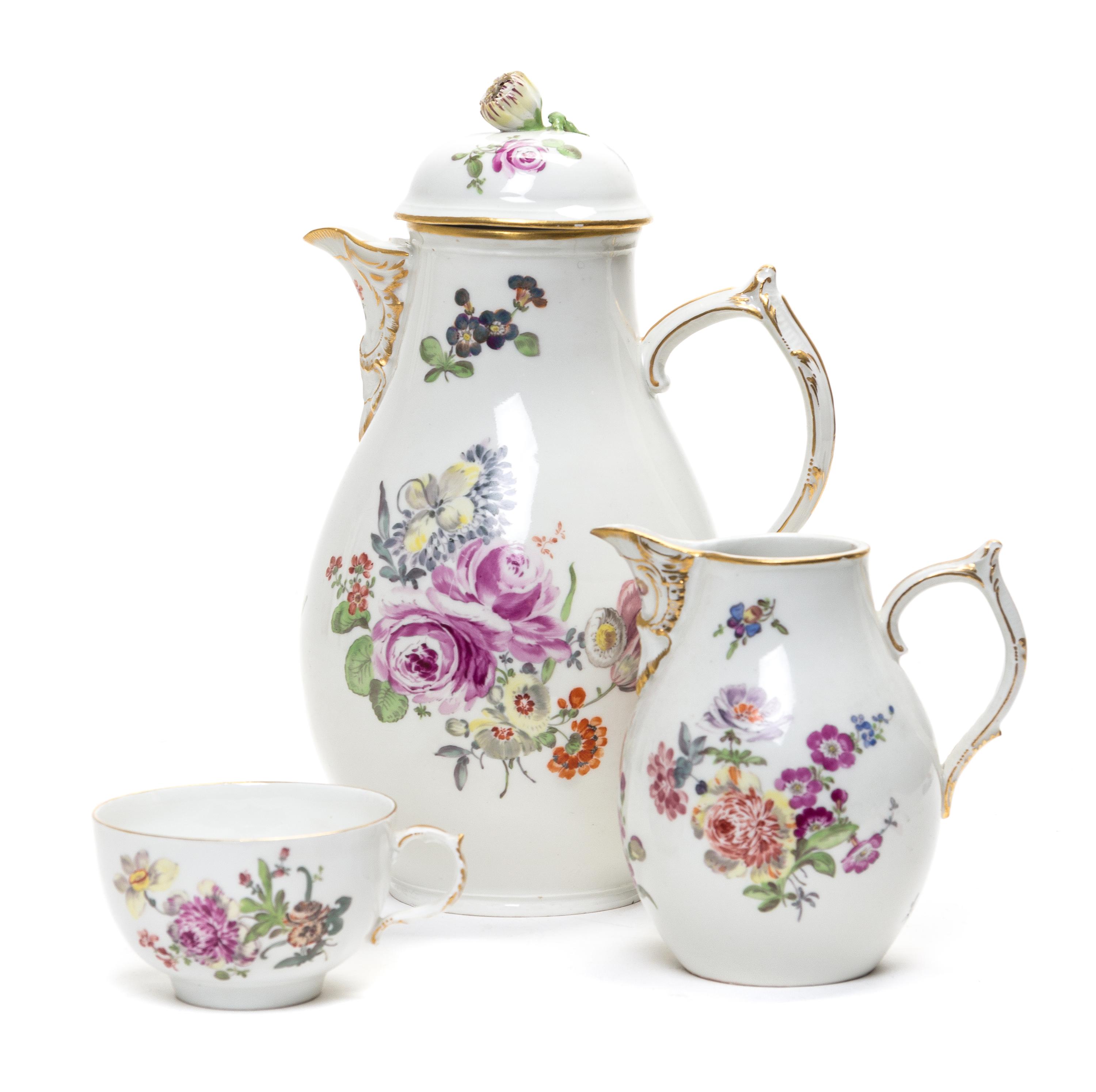 A Berlin (K.P.M.) Porcelain Coffee Service Height of coffee pot 9 1/2 inches. — MID-18TH CENTURY