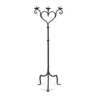 An Iron Three-Light Floor Candelabrum