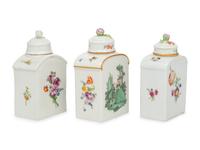 Three German Porcelain Tea Caddies