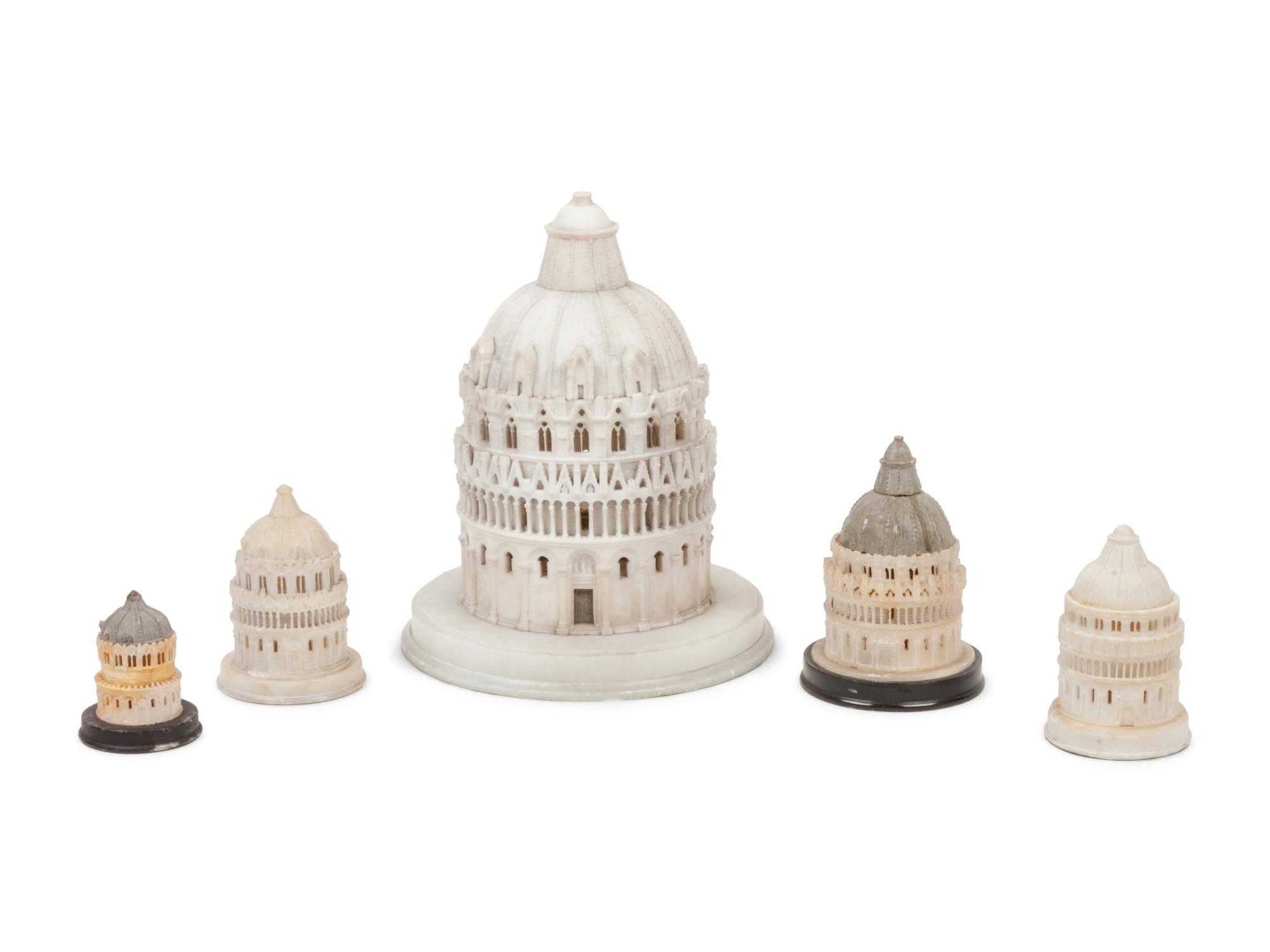 A Group of Alabaster Temple Models