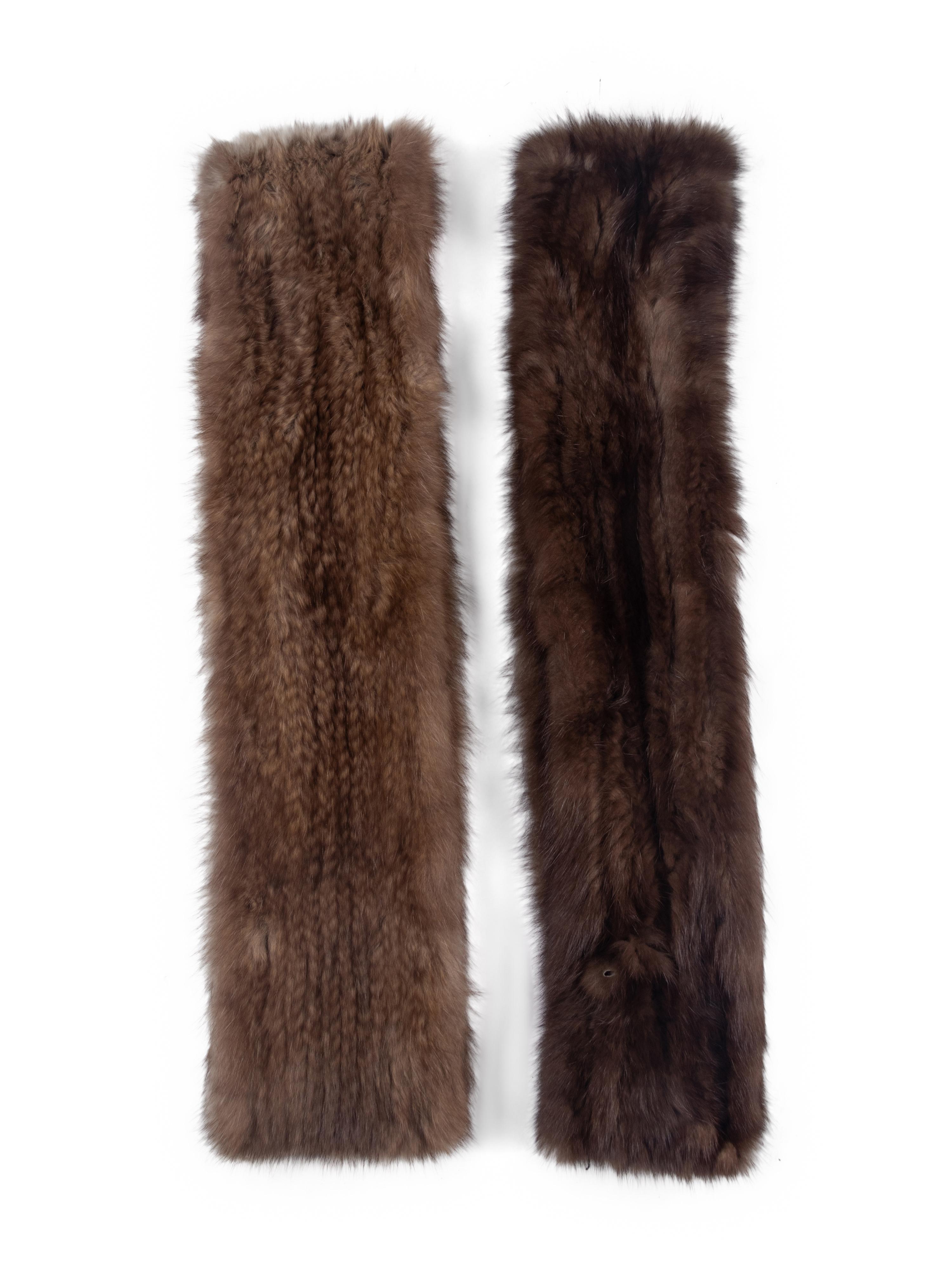 Two J. Mendel Knitted Sable Scarves
