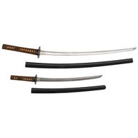 Pair of Japanese Swords with Matching Koshirae Including: Katana and Late Muromachi-Period Wakizashi Attributed to "Katsumitsu"
