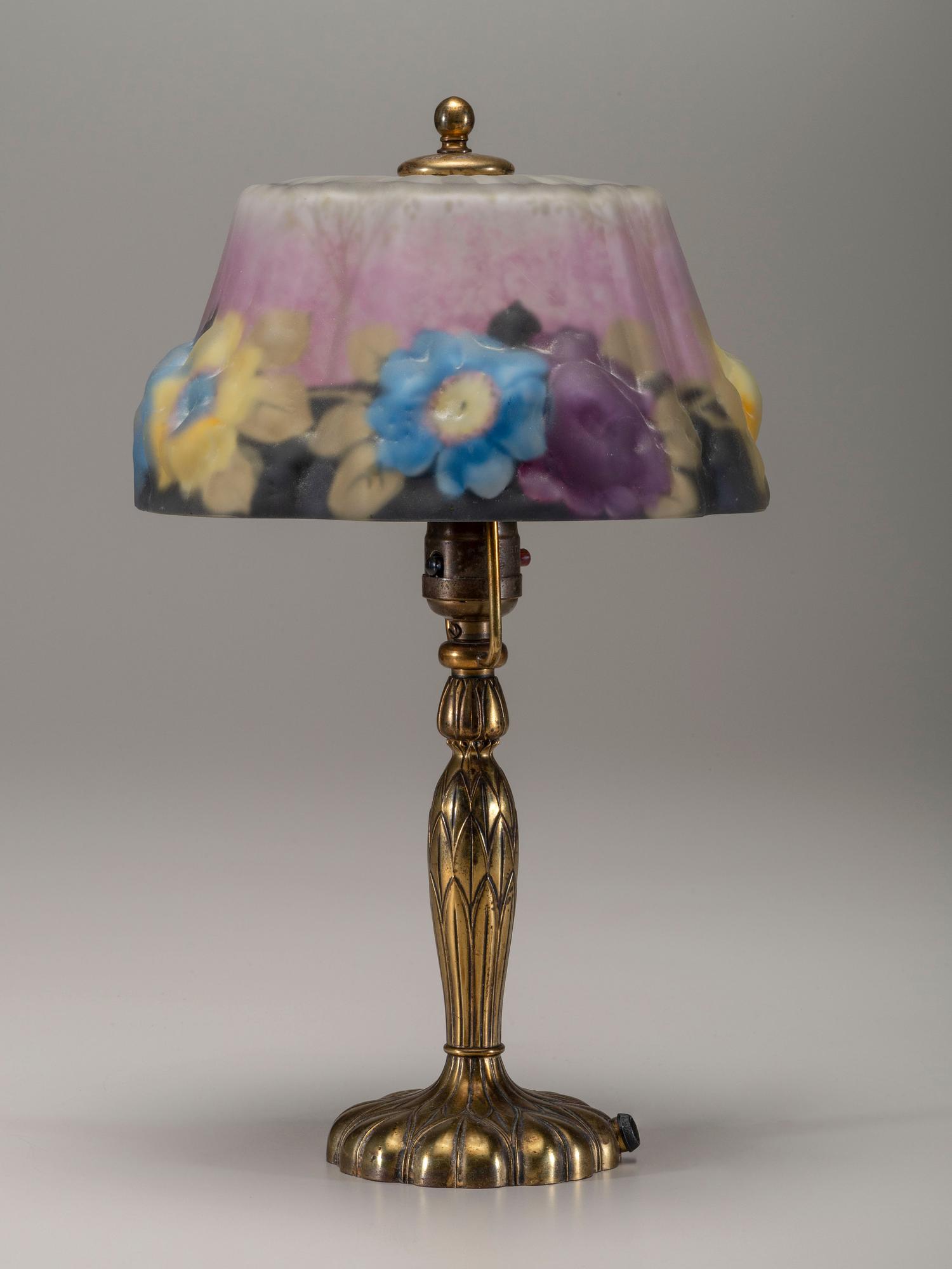Reverse-Painted Puffy Boudoir Lamp