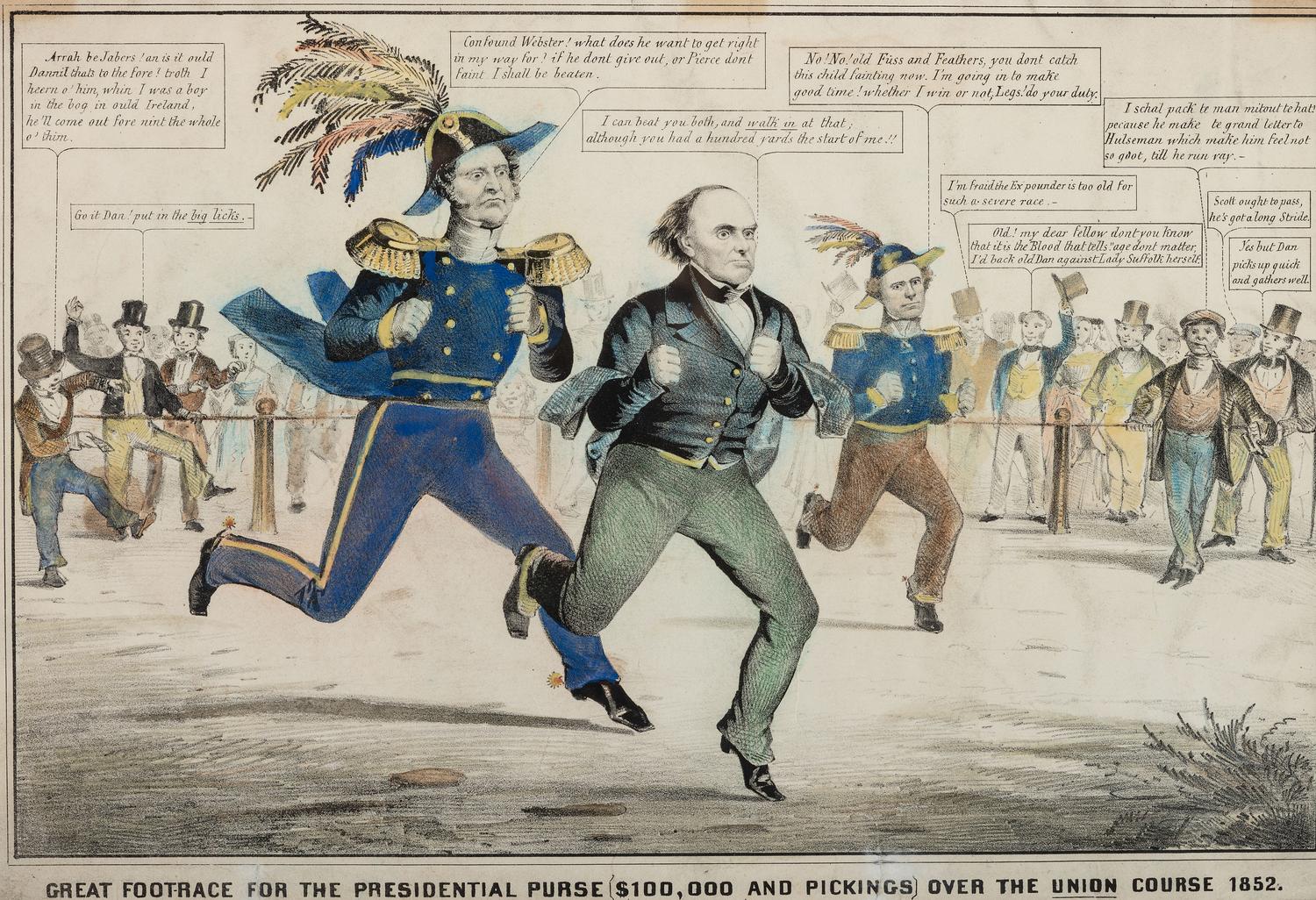 [POLITICS] . Great Footrace for the Presidential Purse ($100,000 and Pickings) Over the Union Course 1852.