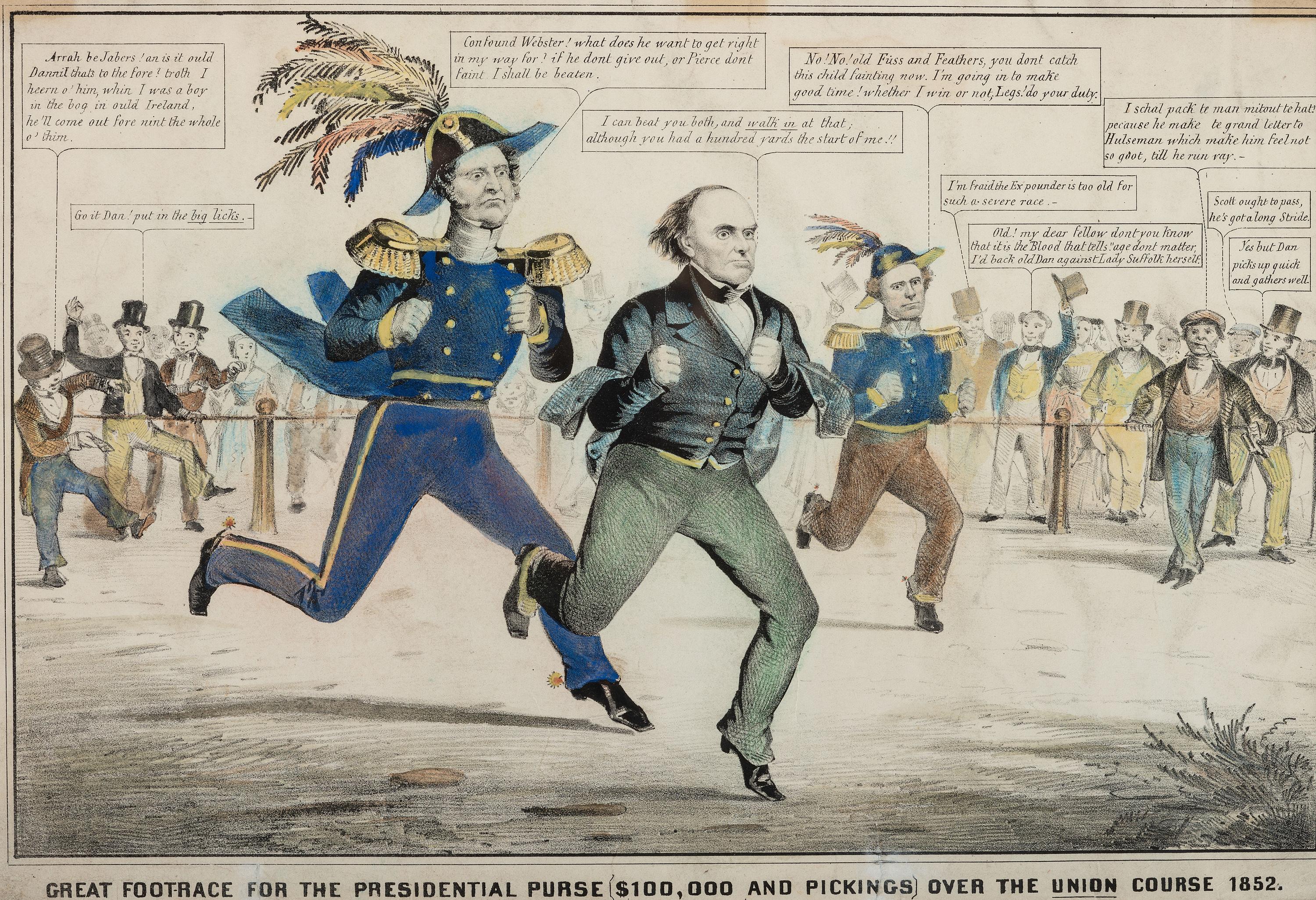 [POLITICS] . Great Footrace for the Presidential Purse ($100,000 and Pickings) Over the Union Course 1852.