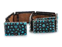 Navajo Silver and Turquoise Cluster Concha Belt