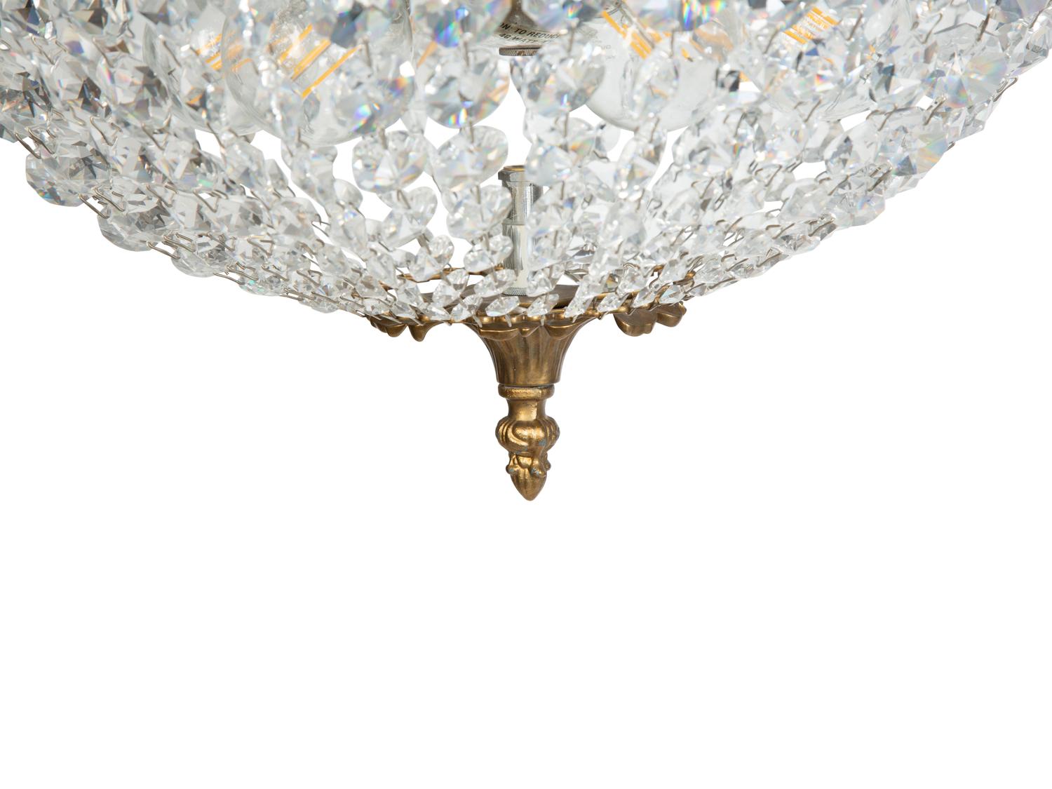 A Gilt Metal and Beaded Cut Glass Plafonnier
