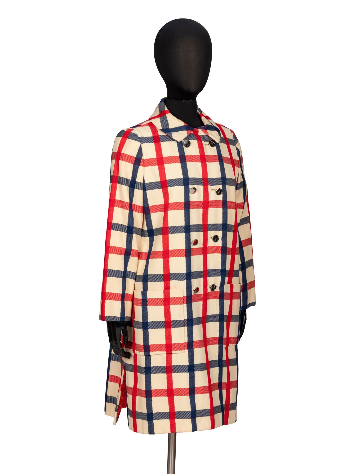 Bill Blass, Windowpane Check Coat, 1960's