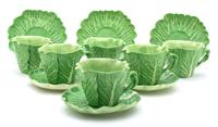 Six Dodie Thayer Lettuce Ware Coffee Cups and Saucers Height of cup 3 1/4 inches. — 20TH CENTURY