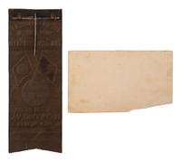 [CIVIL WAR]. DAVIS, Jefferson (1808-1889). Autographed card ("Jefferson Davis"). [ With: ] Silk ribbon created for the Re-Interment of the remains of Jefferson Davis.